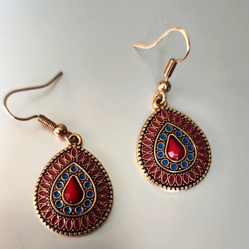 Bronze Teardrop Beaded Earrings